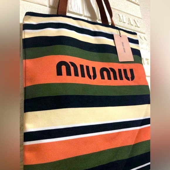 MIU MIU Black, Green, Pink, & White Tote Bag, Authentic. NWT - Picture 4 of 6